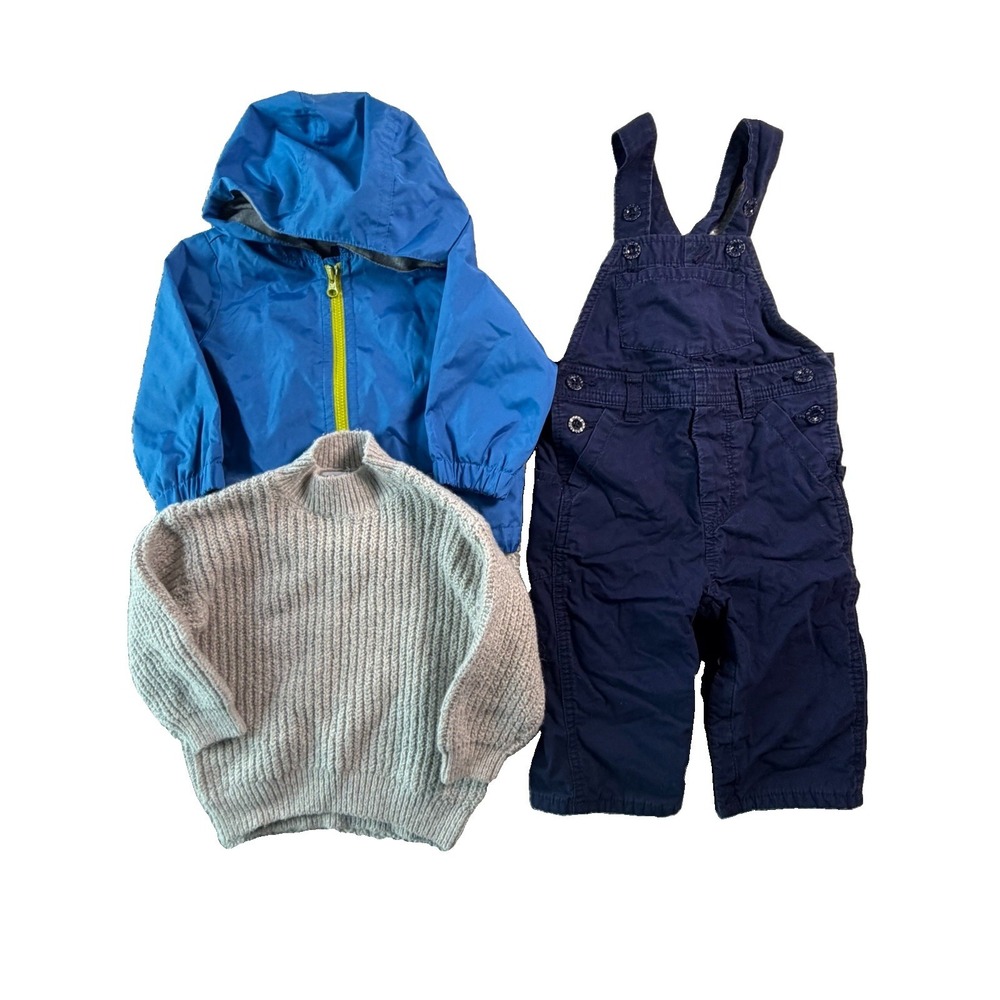 Baby Gap Boys 6-12M Clothing Lot Jacket Overalls Old Navy Sweater 3 Pc